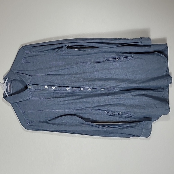 Toad & Co Mixologist Tunic Dress Size S Pockets Organic Cotton Long Sleeve Blue - Picture 1 of 11